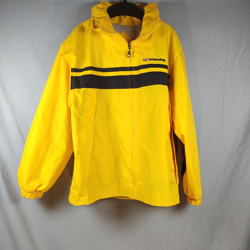 London Fog‎ Yellow Blue Stripe Windbreaker Jacket Raincoat  8 kids Small